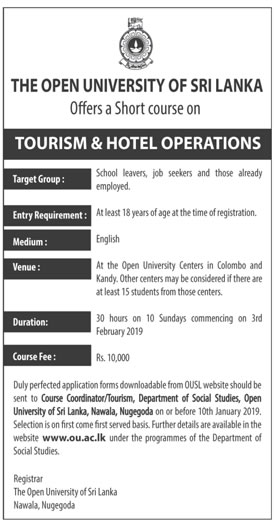 Tourism & Hotel Operations - The Open University of Sri Lanka